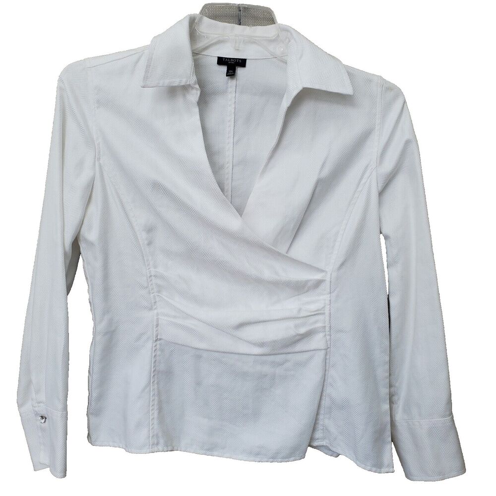 Talbots Classic White Wrap Blouse